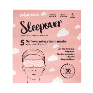 Sleepover Self-Heating Rose Scented Eye Masks - 5 Pack | Gentle Steam Vapor for Relaxation & Sleep