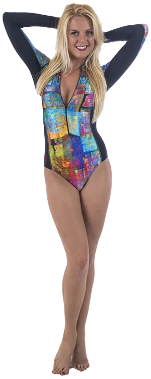 SlipIns Sun Protective Swimsuit Pixelated