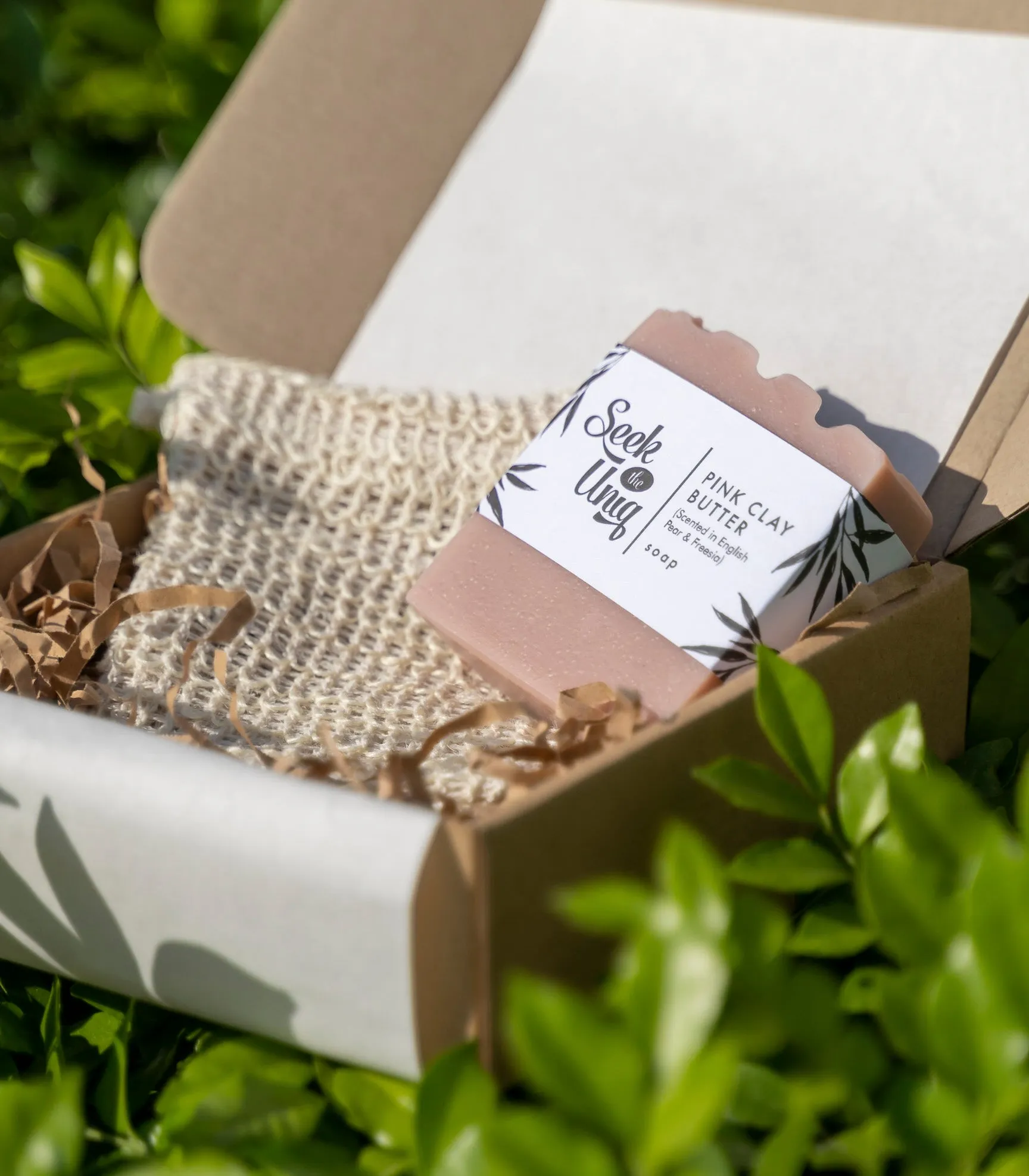 Soap Starter - Artisanal Pink Clay Butter Hand Made Soap   Scrubbing Pouch