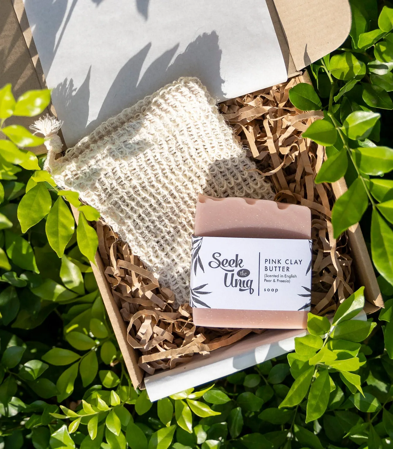 Soap Starter - Artisanal Pink Clay Butter Hand Made Soap   Scrubbing Pouch