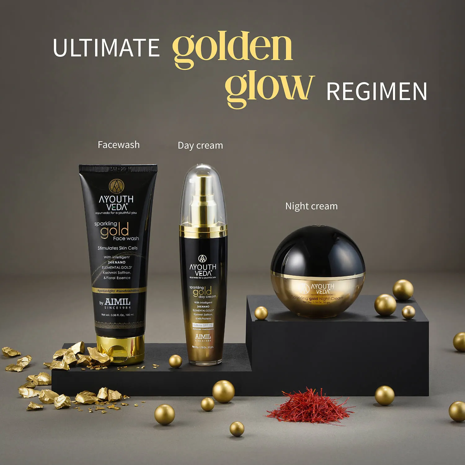 Sparkling Gold Day Cream With 24k Gold & Saffron (Net Qty-50g)