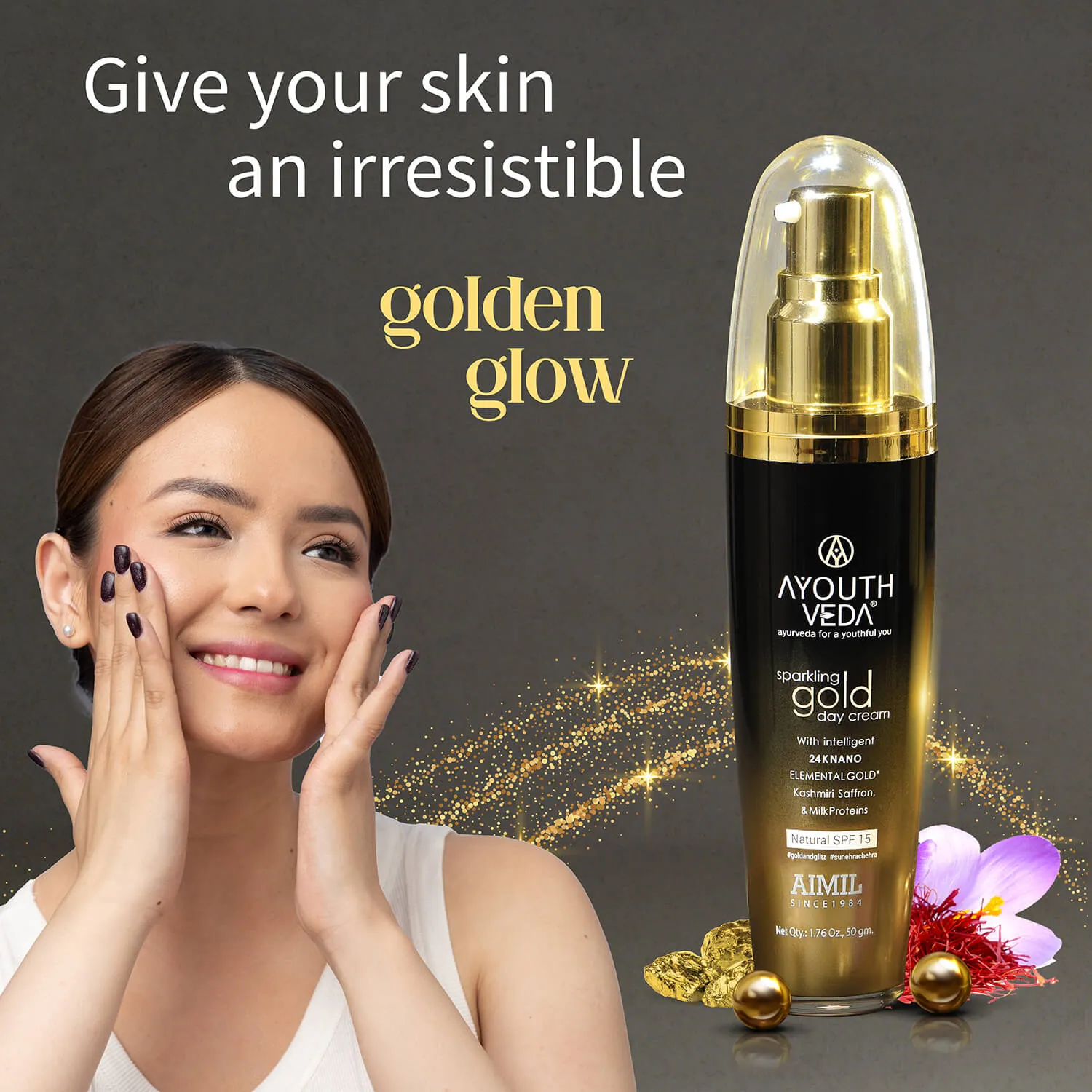 Sparkling Gold Day Cream With 24k Gold & Saffron (Net Qty-50g)