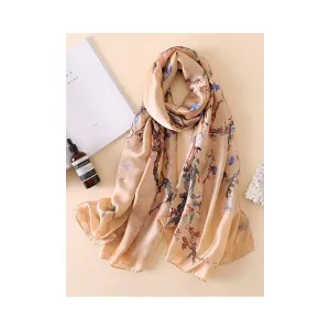 Tan Embroidered Split-Joint Shawl Scarf