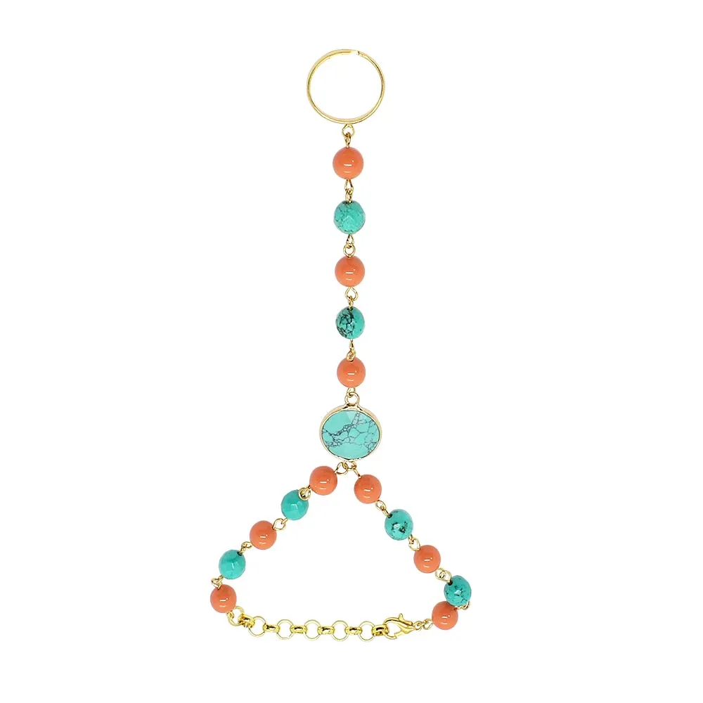 Tinashe Turquoise and Coral Bracelet Ring