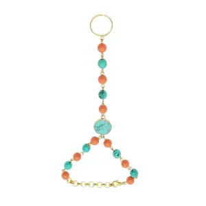 Tinashe Turquoise and Coral Bracelet Ring
