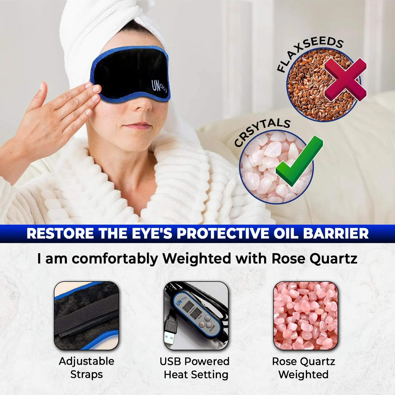 UNCLOG Heated Eye Mask with Rechargeable Battery – Soothing Relief for Dry Eyes & MGD | Limited Holiday Special!