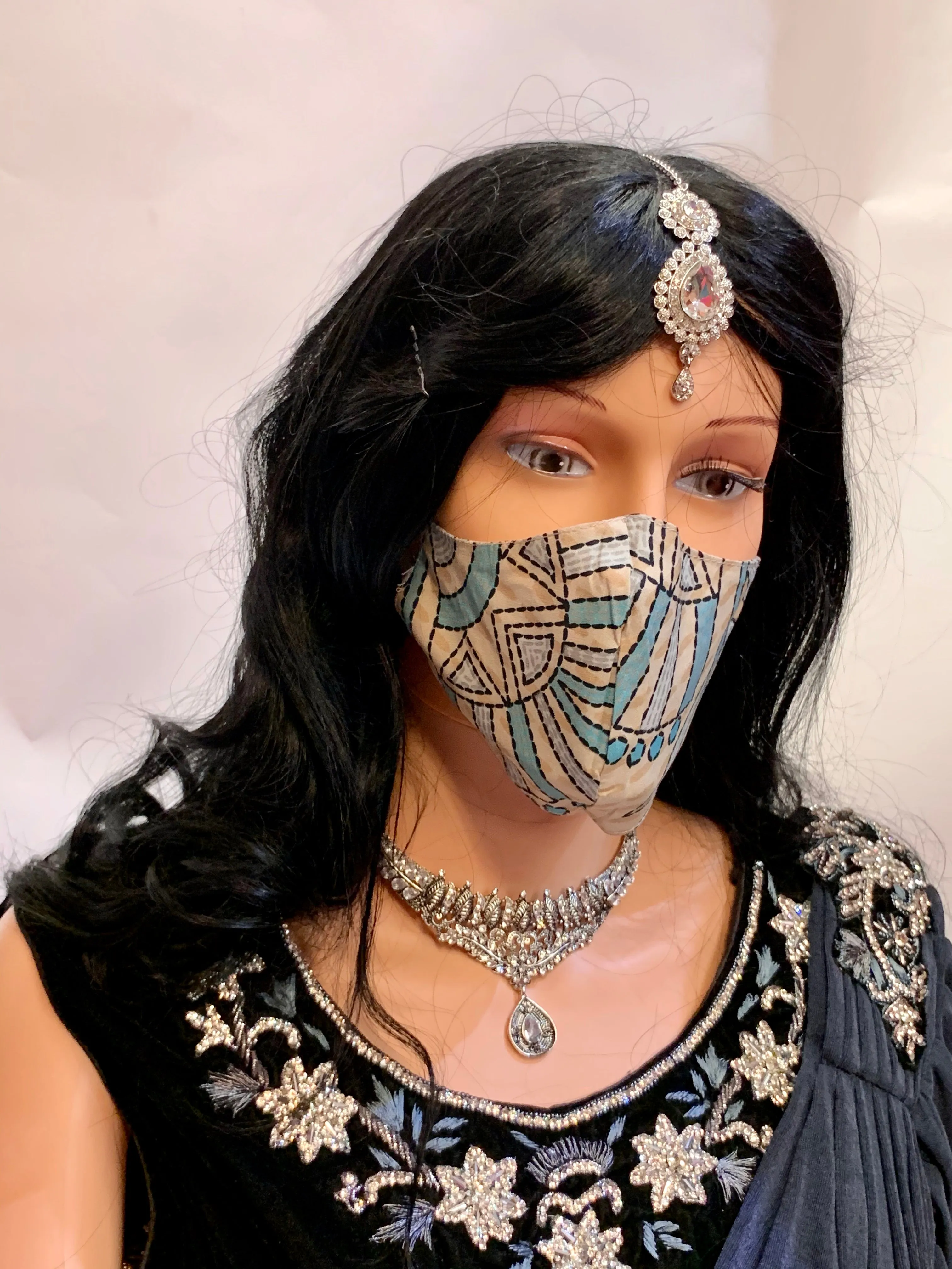 Unisex Designer Beige Printed Cloth Face Masks