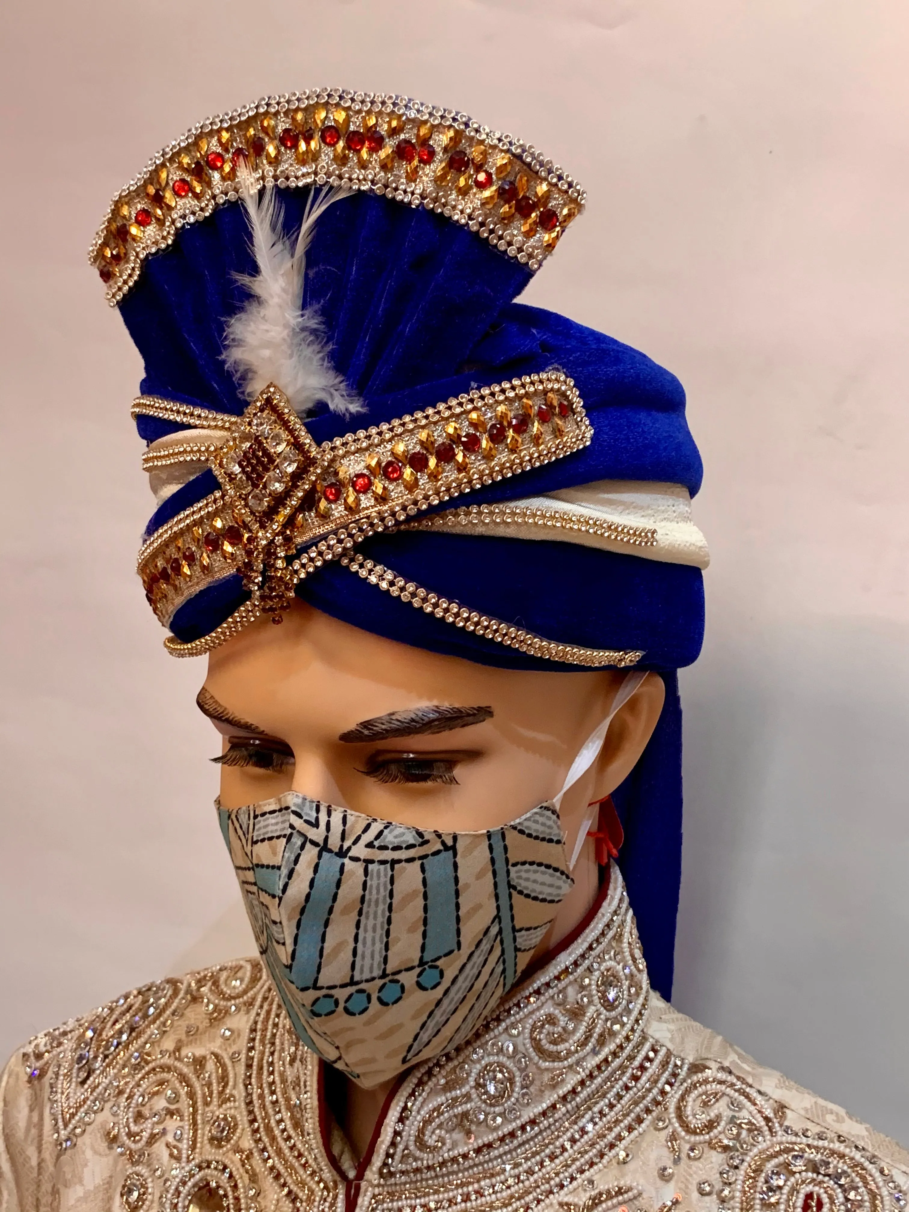 Unisex Designer Beige Printed Cloth Face Masks