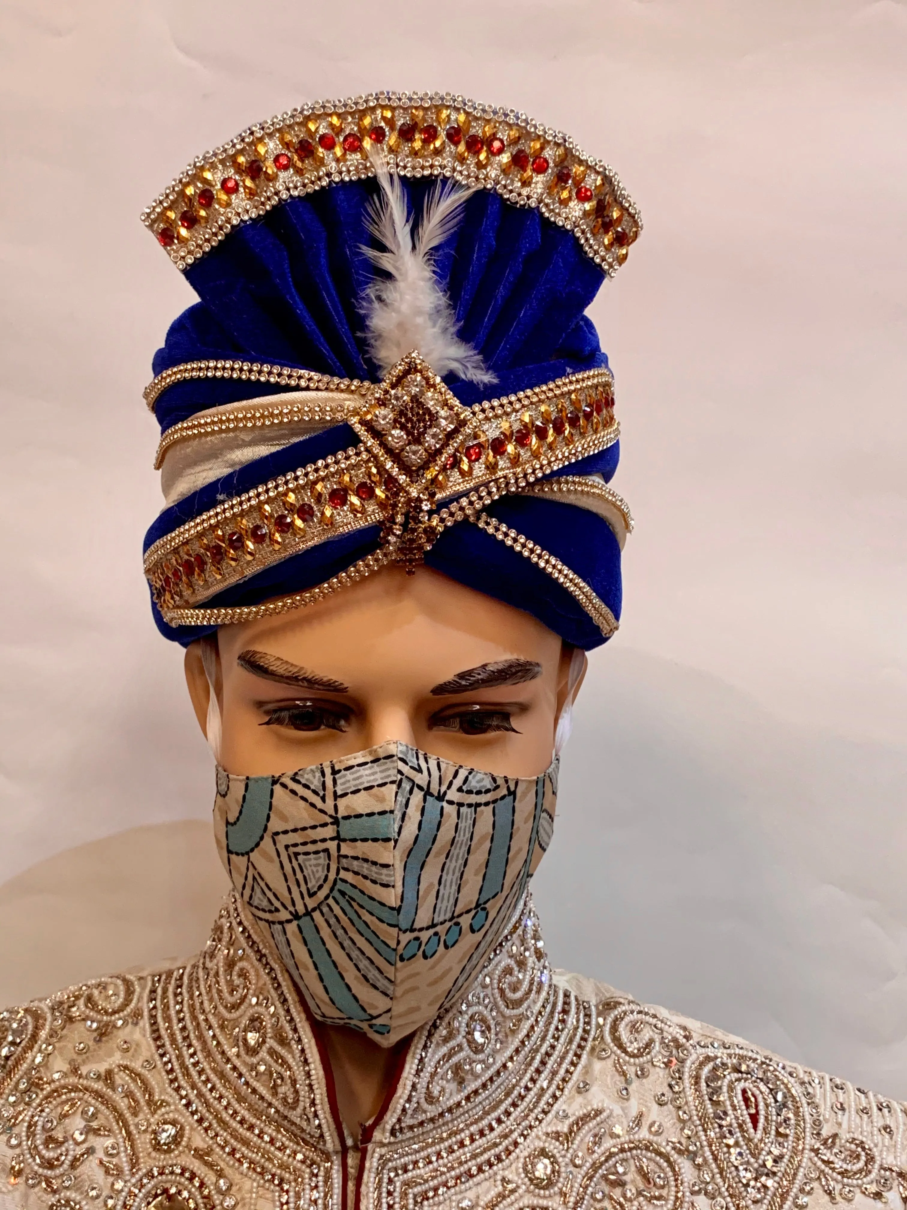 Unisex Designer Beige Printed Cloth Face Masks