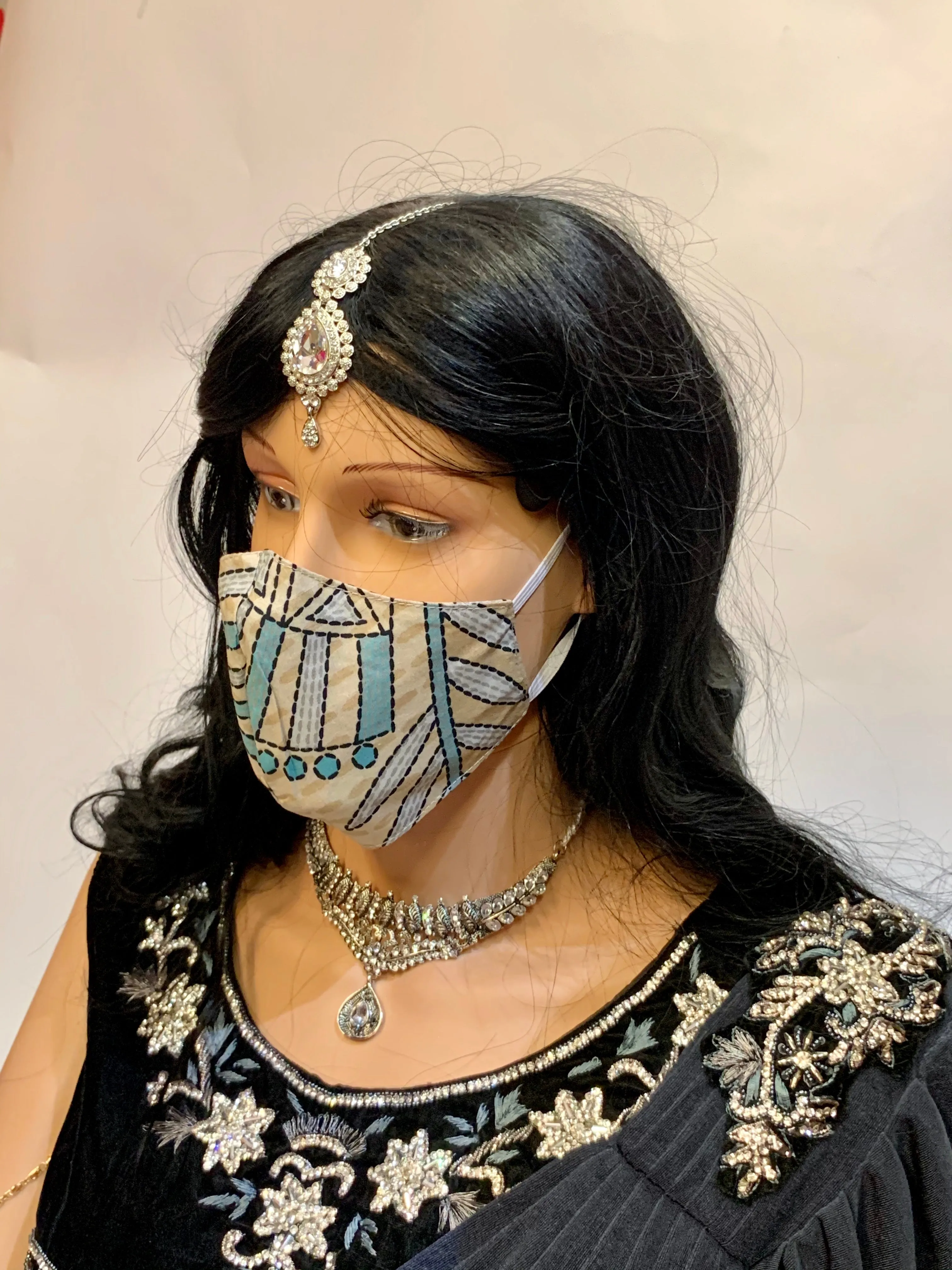 Unisex Designer Beige Printed Cloth Face Masks