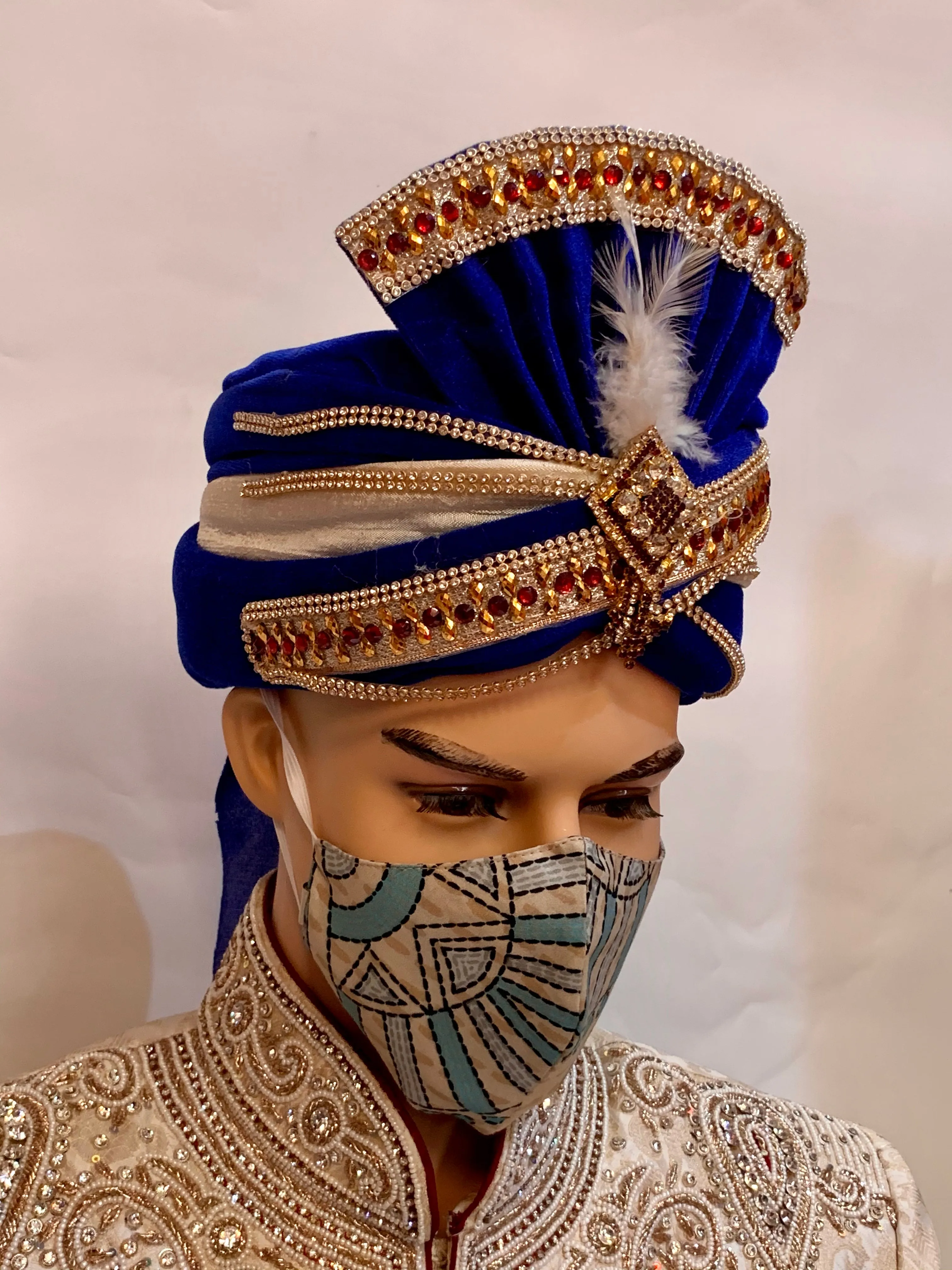 Unisex Designer Beige Printed Cloth Face Masks
