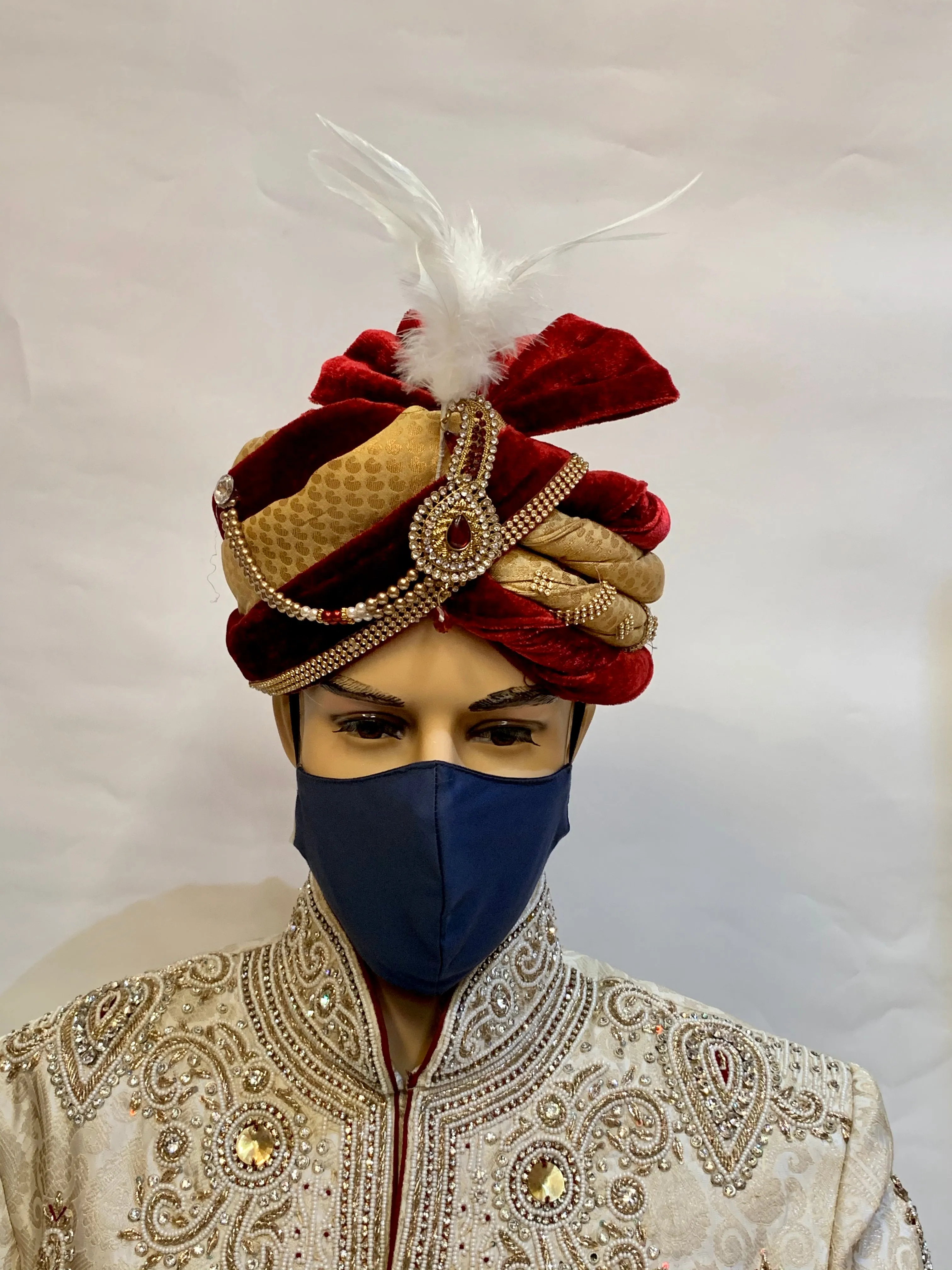 Unisex Designer Silk Plain Independence Blue Cloth Face Masks