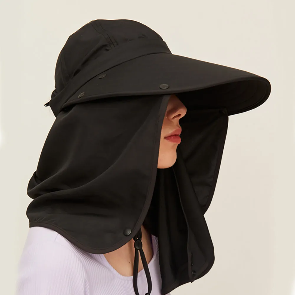 Unisex Sun Protection Fishing Hat with Face Neck Cover Flap Hiking Cap UPF 50 