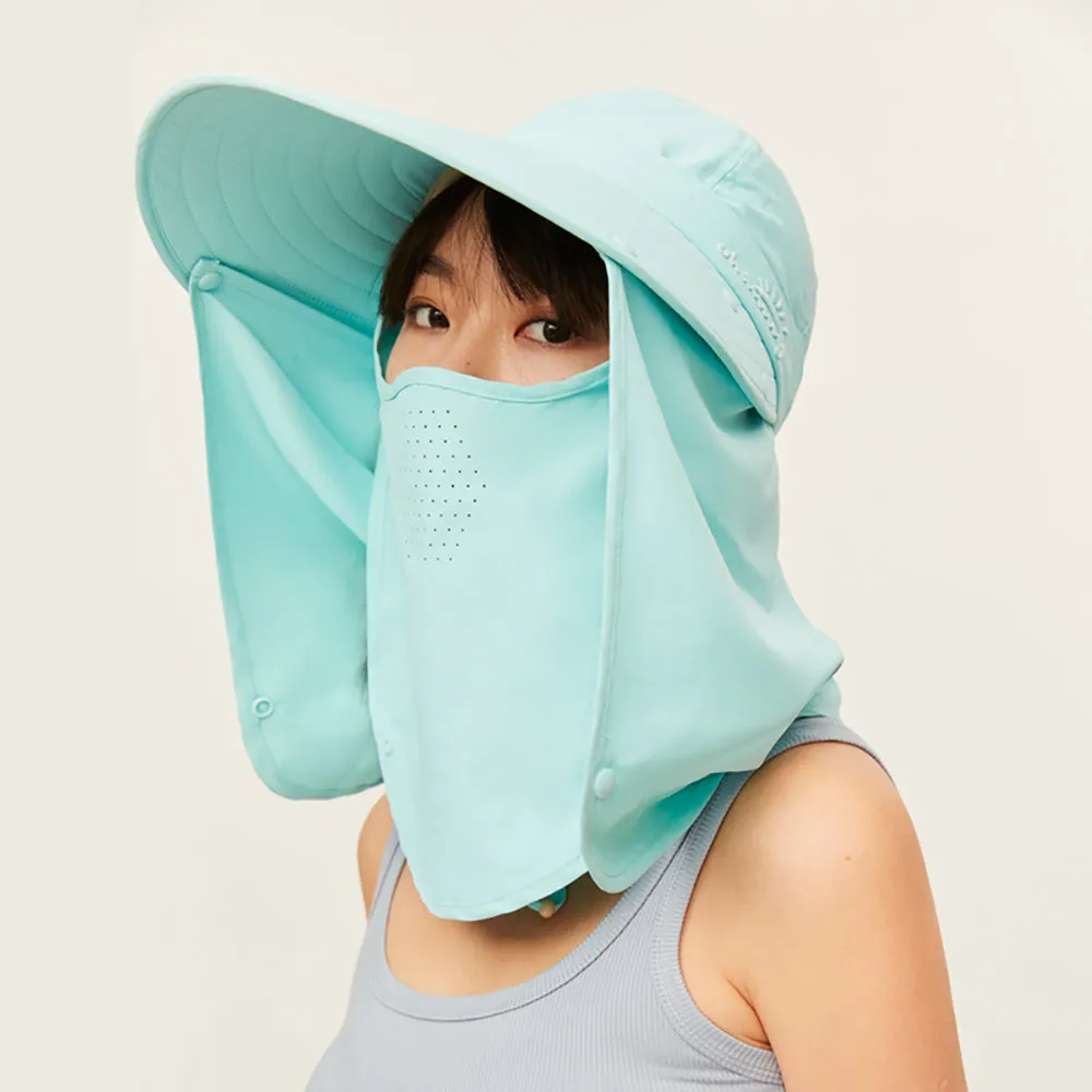 Unisex Sun Protection Fishing Hat with Face Neck Cover Flap Hiking Cap UPF 50 
