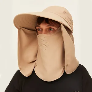 Unisex Sun Protection Fishing Hat with Face Neck Cover Flap Hiking Cap UPF 50 