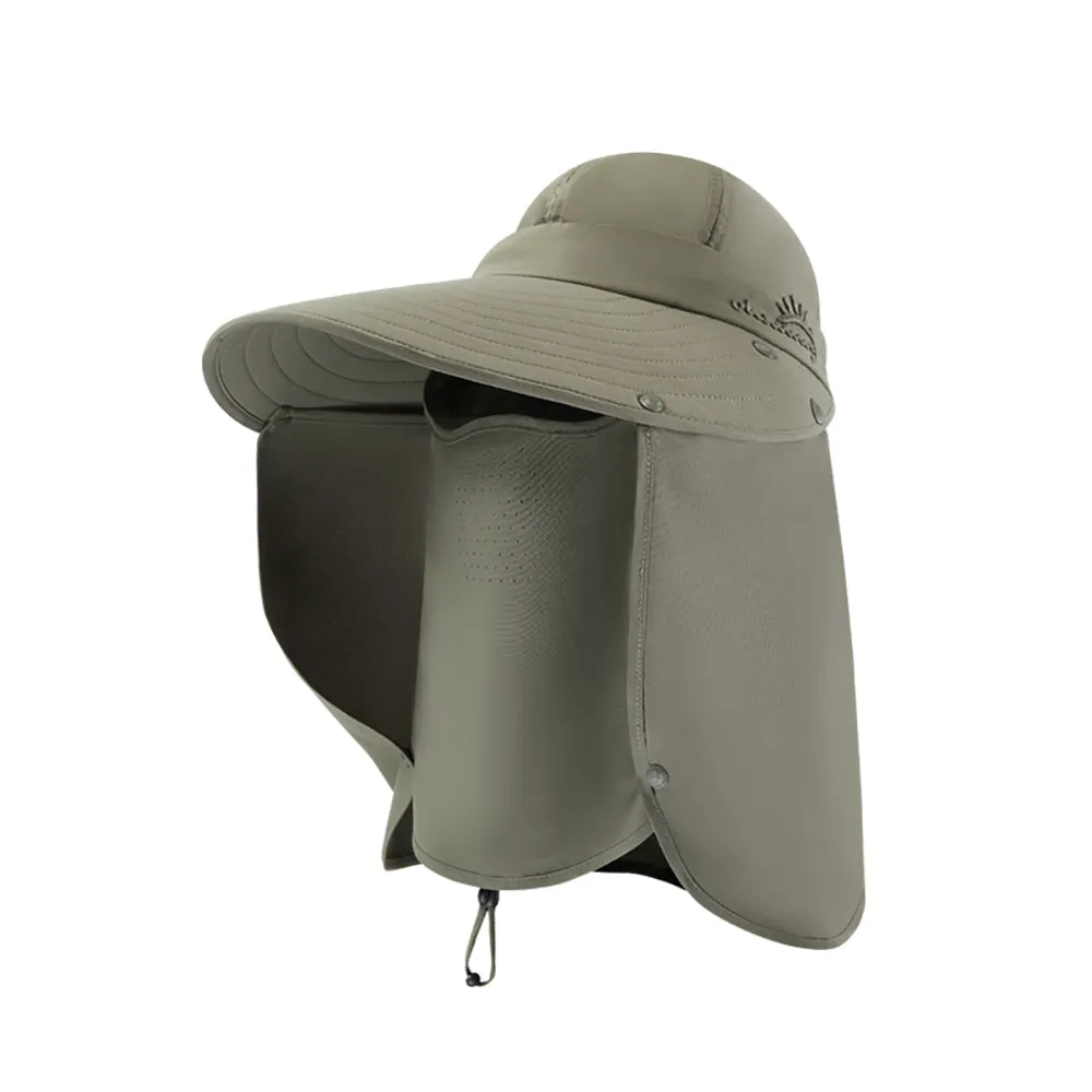 Unisex Sun Protection Fishing Hat with Face Neck Cover Flap Hiking Cap UPF 50 