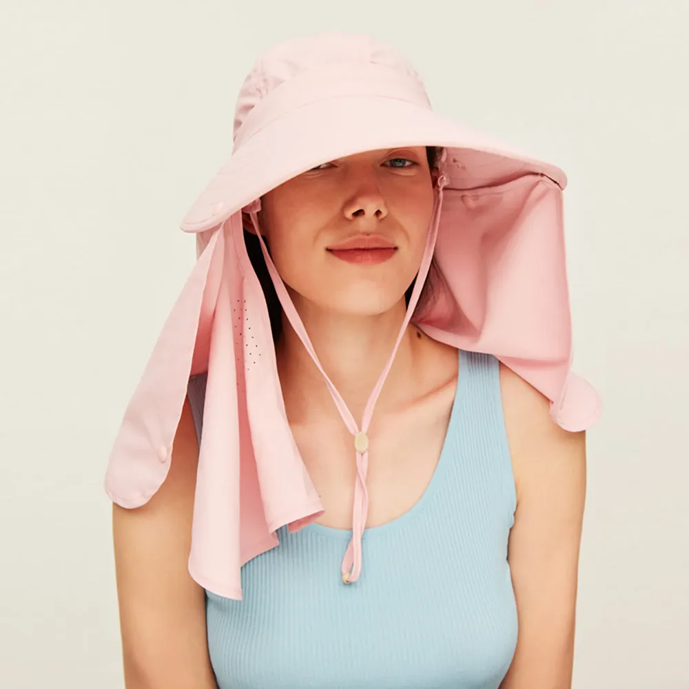 Unisex Sun Protection Fishing Hat with Face Neck Cover Flap Hiking Cap UPF 50 