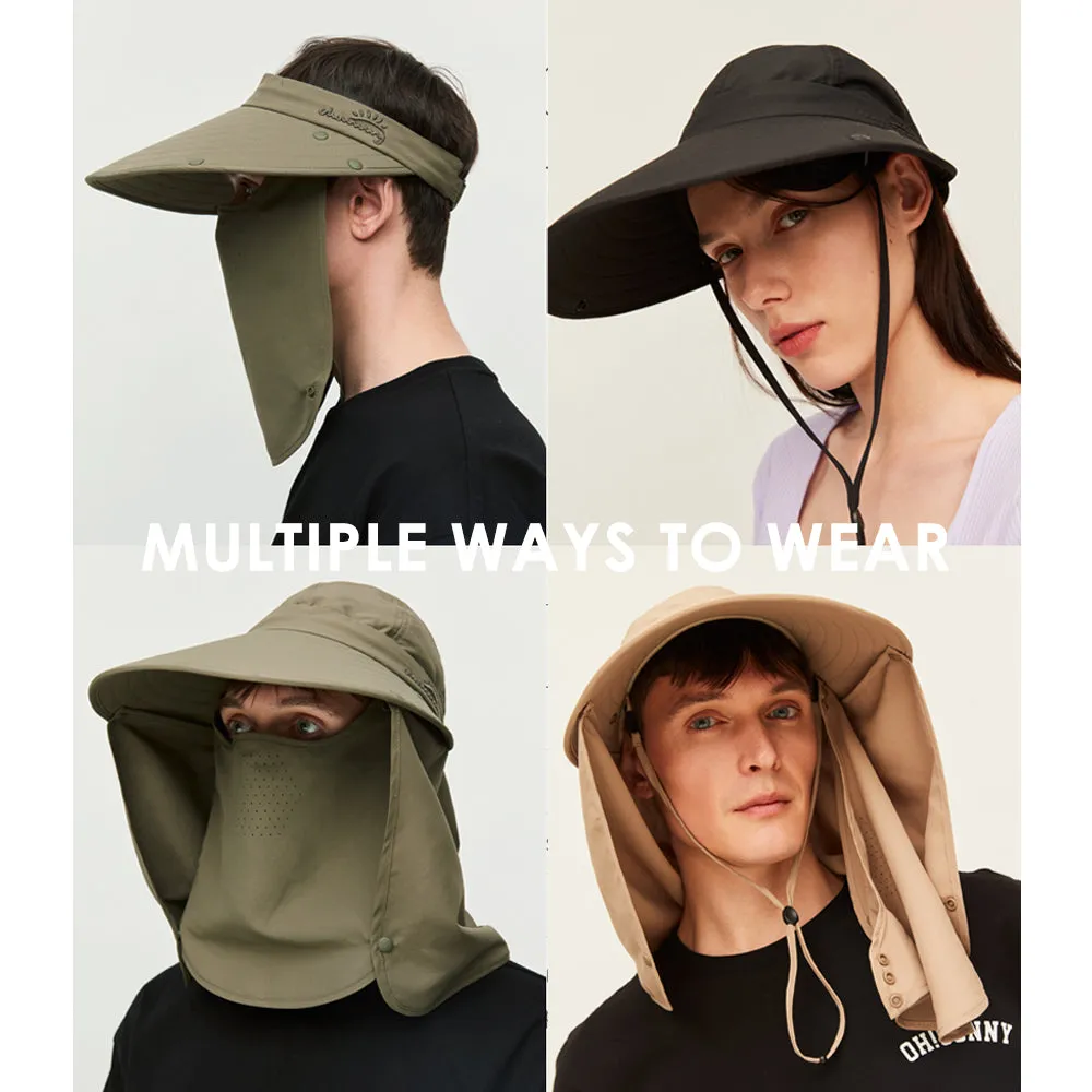 Unisex Sun Protection Fishing Hat with Face Neck Cover Flap Hiking Cap UPF 50 