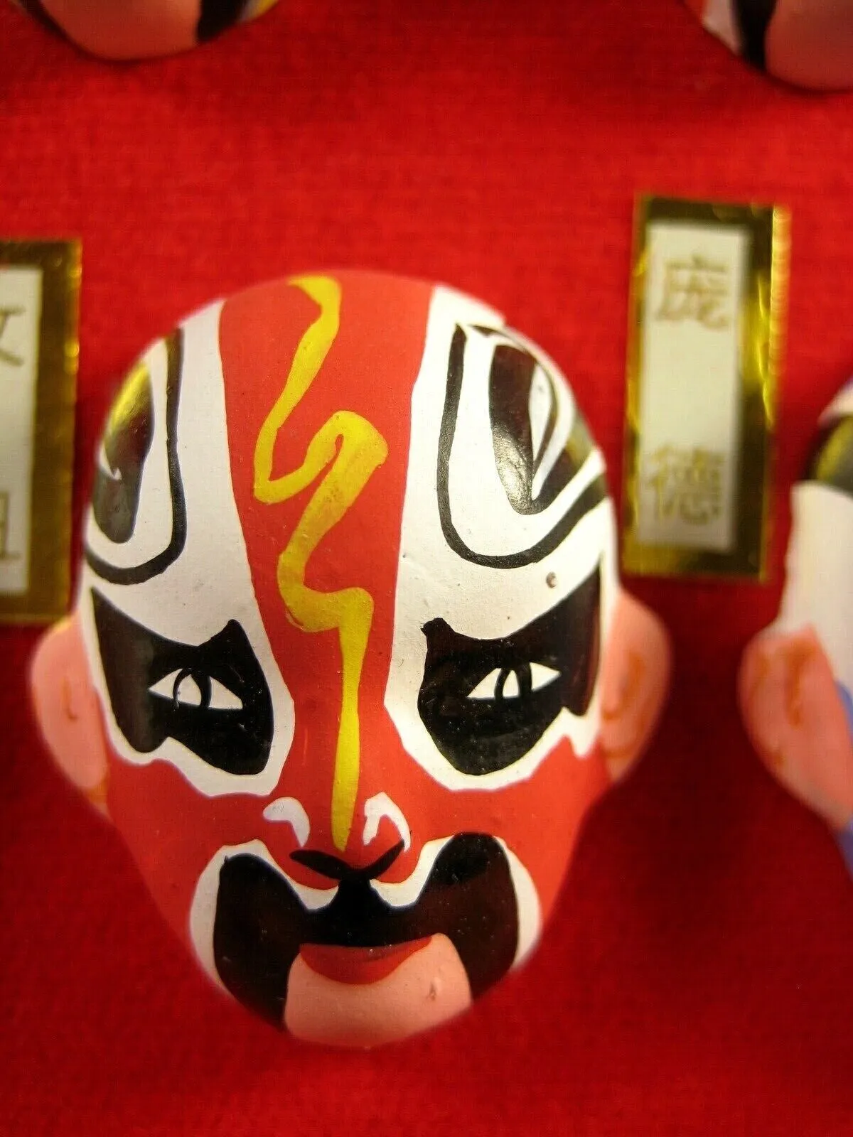 Vintage Chinese Beijing Opera Clay Masks x5 Mini Hand painted "Peking Opera Masks"