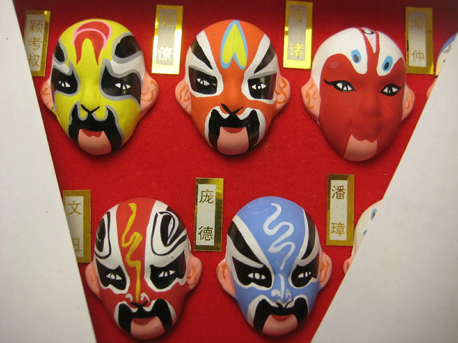 Vintage Chinese Beijing Opera Clay Masks x5 Mini Hand painted "Peking Opera Masks"