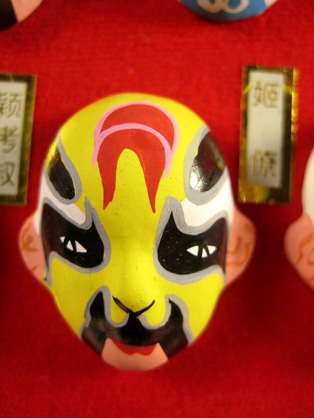 Vintage Chinese Beijing Opera Clay Masks x5 Mini Hand painted "Peking Opera Masks"