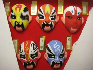 Vintage Chinese Beijing Opera Clay Masks x5 Mini Hand painted "Peking Opera Masks"