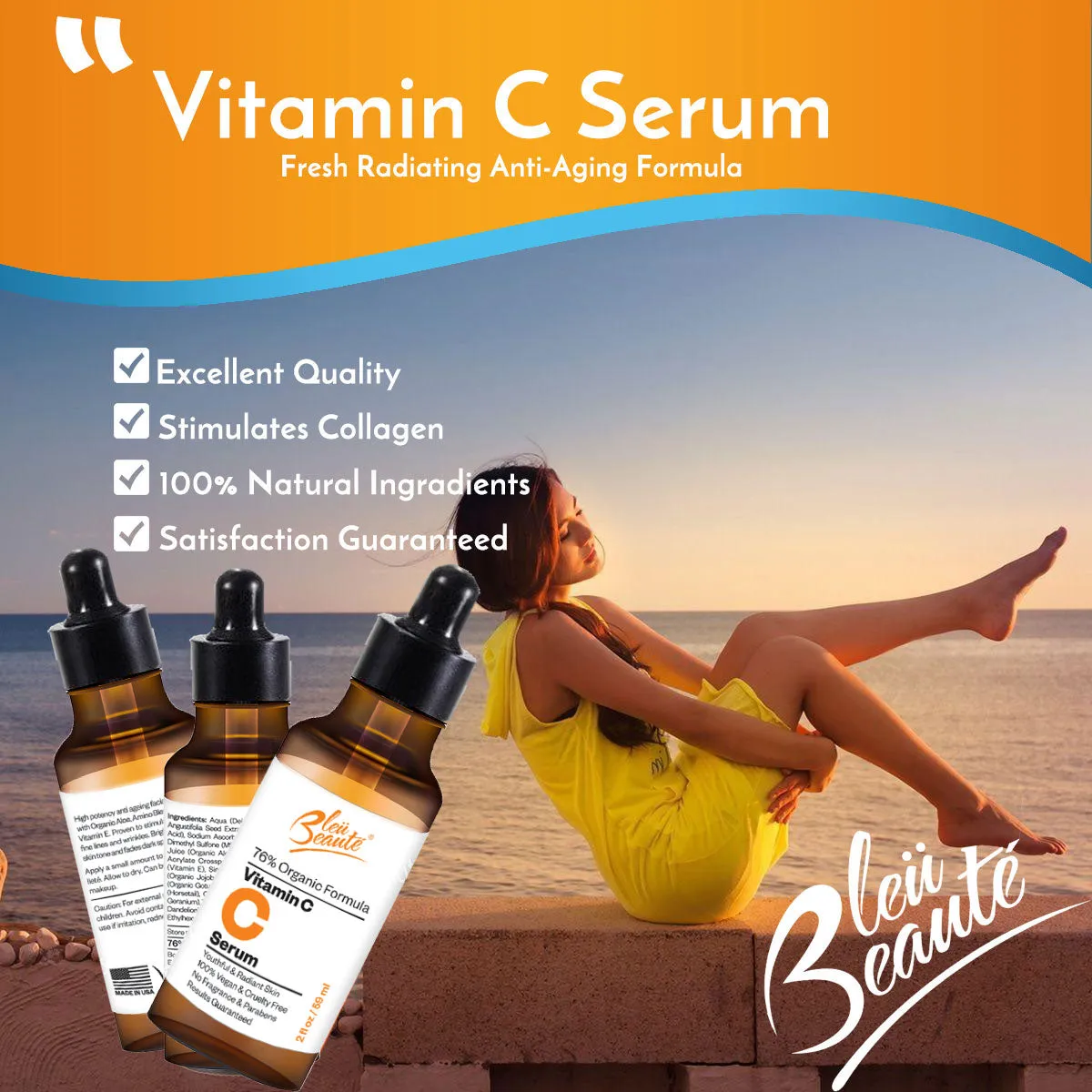 Vitamin C Serum (20%) - High potency anti aging facial serum - sepairs sun damage and spots ( 2 oz)