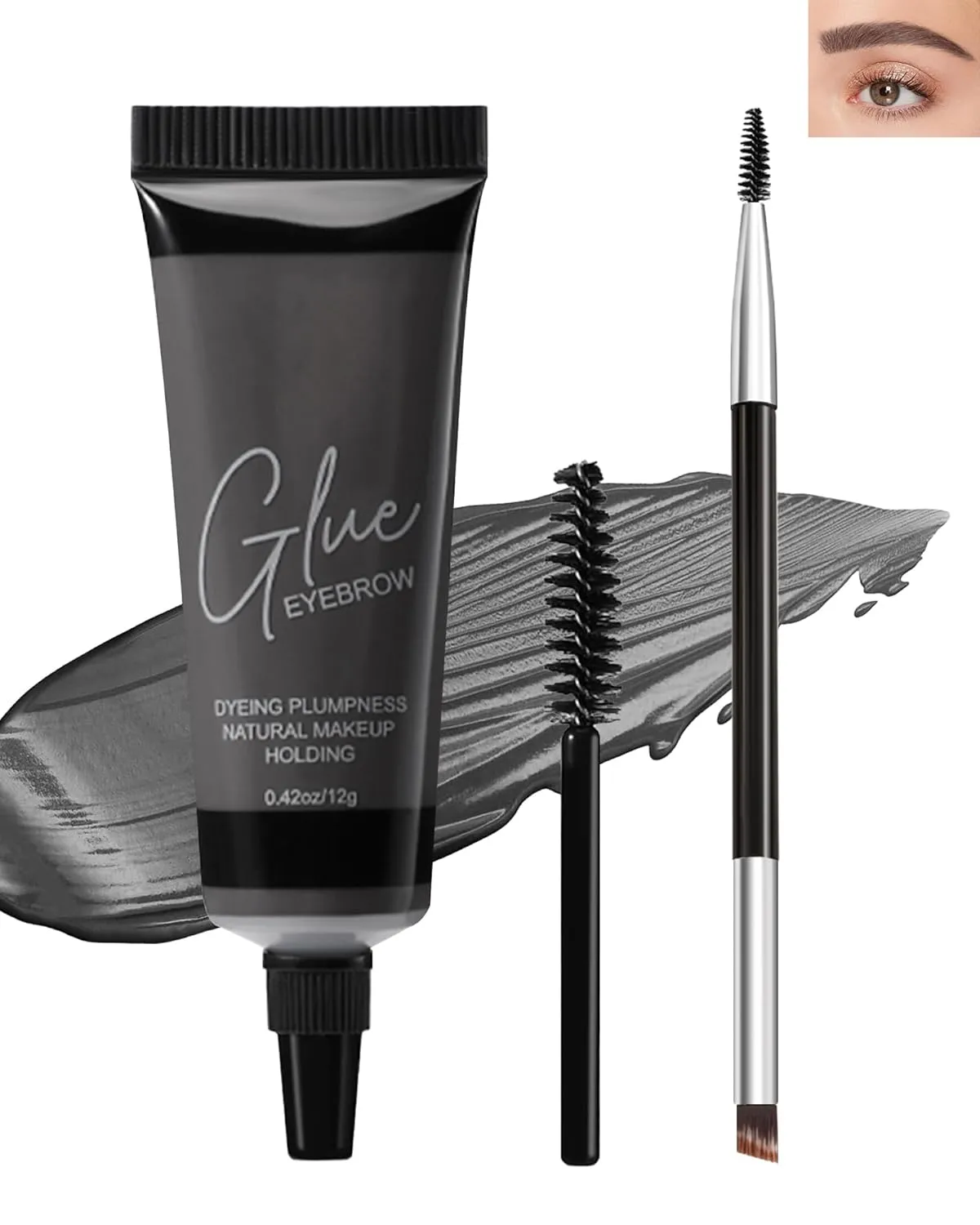 Waterproof Eyebrow Gel Black, Sweat-Proof Longwear Strong Hold Tinted Brow Gel, Vegan, Cruelty-Free, Brow Glue Mascara for Eyebrows with Eyebrow Brush, Sculpting Eye Brows Filler Makeup for Women-05
