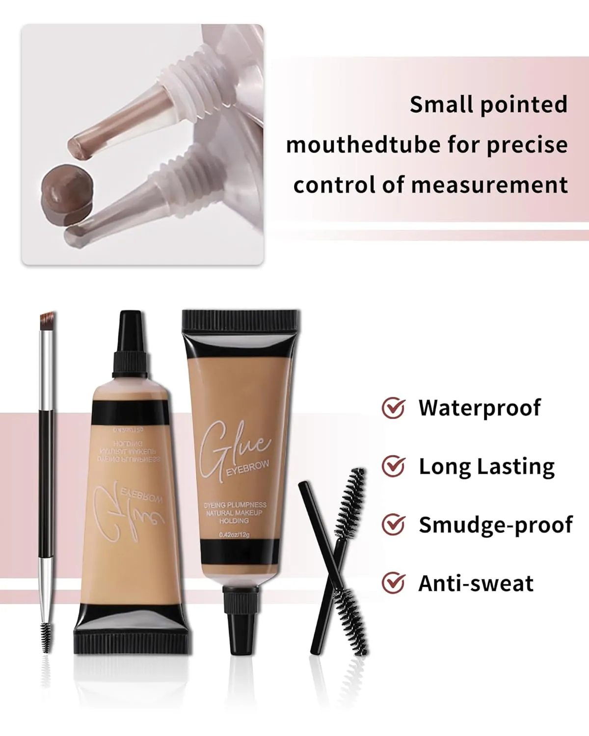 Waterproof Eyebrow Gel Black, Sweat-Proof Longwear Strong Hold Tinted Brow Gel, Vegan, Cruelty-Free, Brow Glue Mascara for Eyebrows with Eyebrow Brush, Sculpting Eye Brows Filler Makeup for Women-05