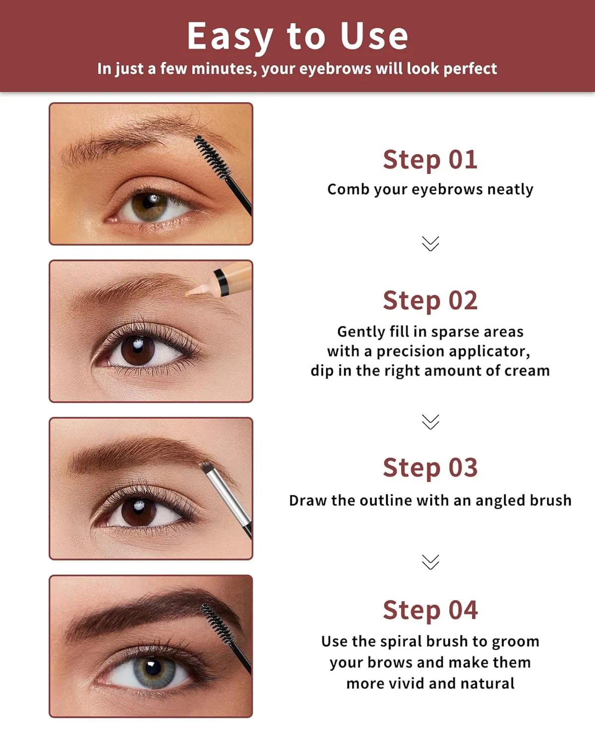 Waterproof Eyebrow Gel Black, Sweat-Proof Longwear Strong Hold Tinted Brow Gel, Vegan, Cruelty-Free, Brow Glue Mascara for Eyebrows with Eyebrow Brush, Sculpting Eye Brows Filler Makeup for Women-05