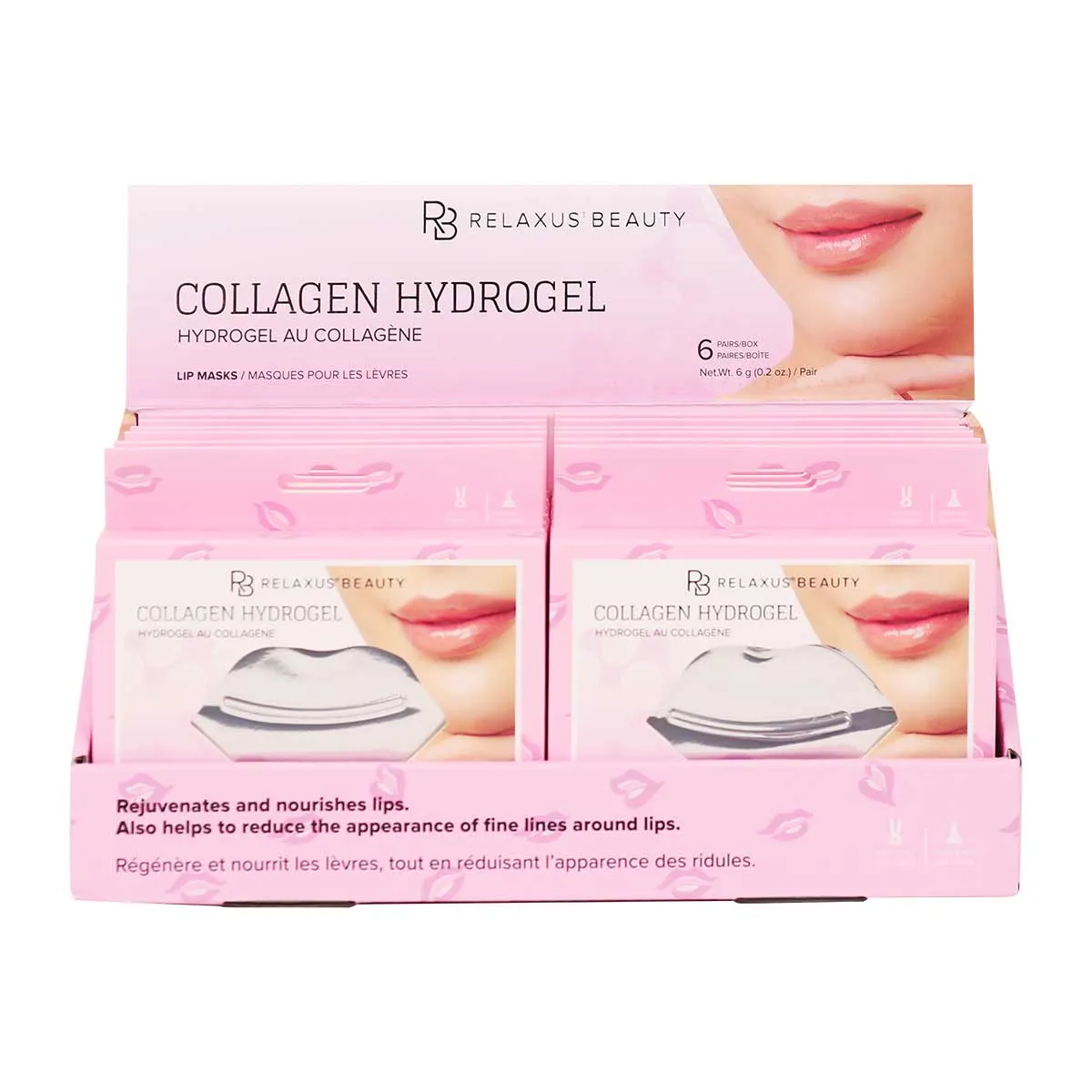 Wholesale Collagen Hydrogel Lip Masks (6-Pack) - Displayer of 12