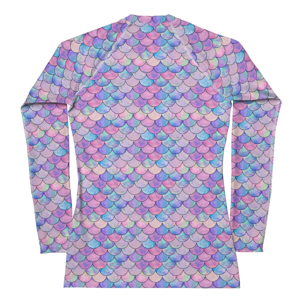 Women's Plus Size Pastel Mermaid UPF 50 Rashguard