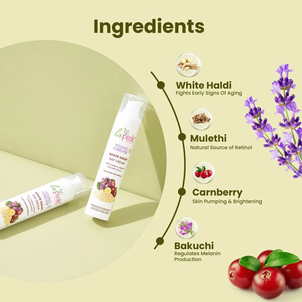 Young Forever Day Cream With White Haldi & Cranberry To Enhance Radiance & Reduce Fine Lines